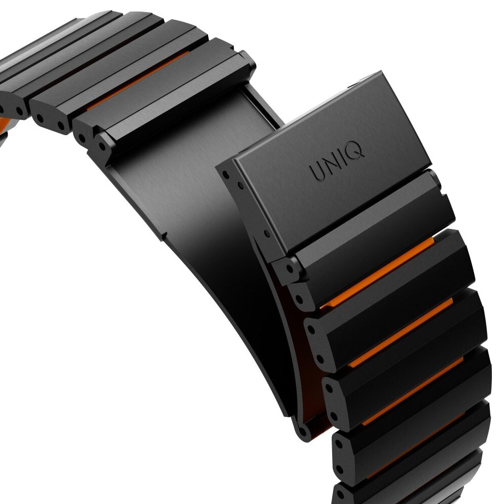 UNIQ Strova Flex-armband för Apple Watch 49mm / 46mm / 45mm / 44mm / 42mm-serien, Svart Orange