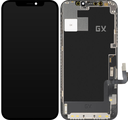 Pekskärm Display GX för Apple iPhone 12 / 12 Pro, med ram, OLED IC Flyttbar version, Svart