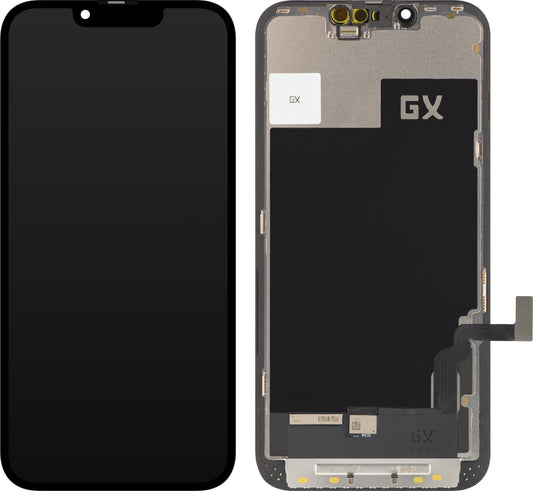 GX Pekskärm för Apple iPhone 13, med ram, OLED IC Flyttbar version, Svart