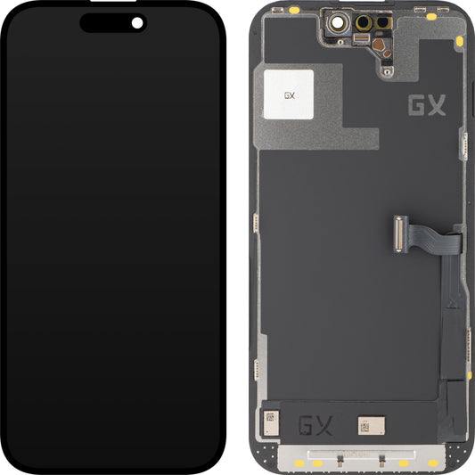 Pekskärmsdisplay GX för Apple iPhone 14 Pro, med ram, OLED IC Movable Version, svart