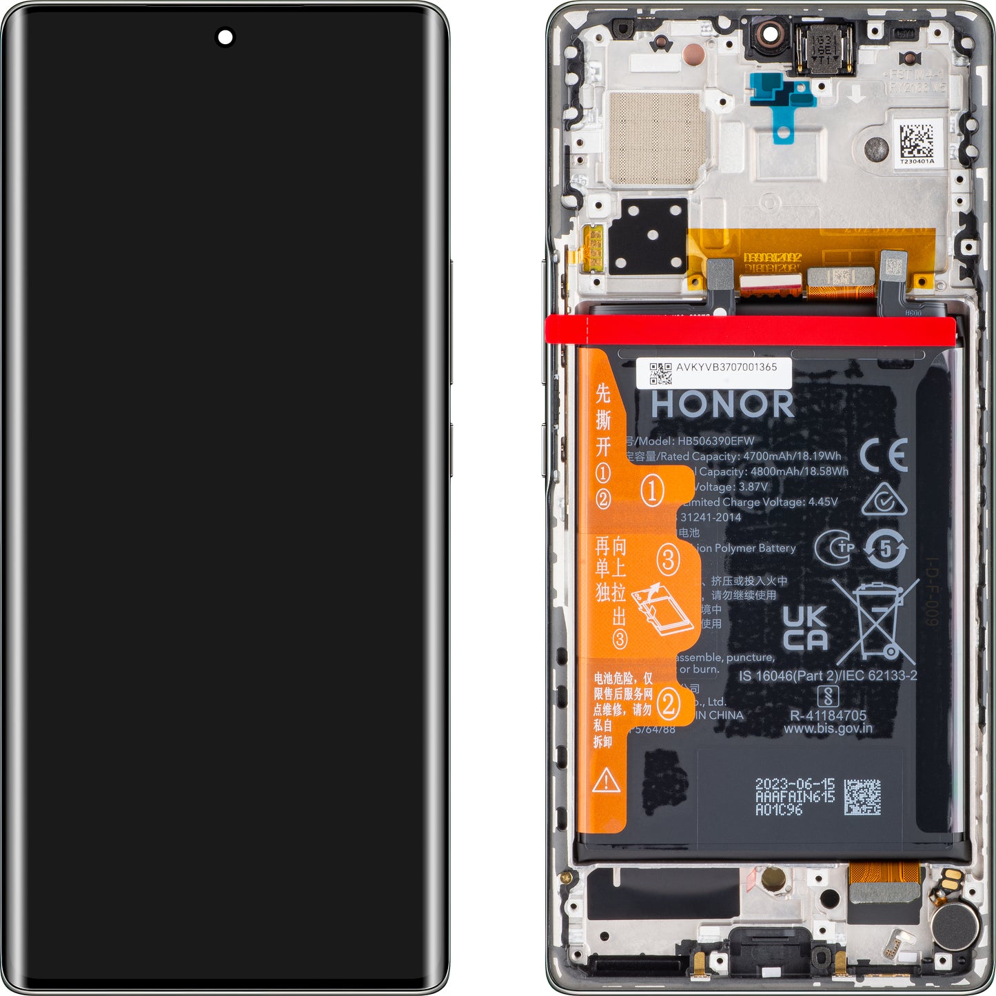 Pekskärm Honor 70, med ram och batteri, Midnight Black, Service Pack 0235ACMF