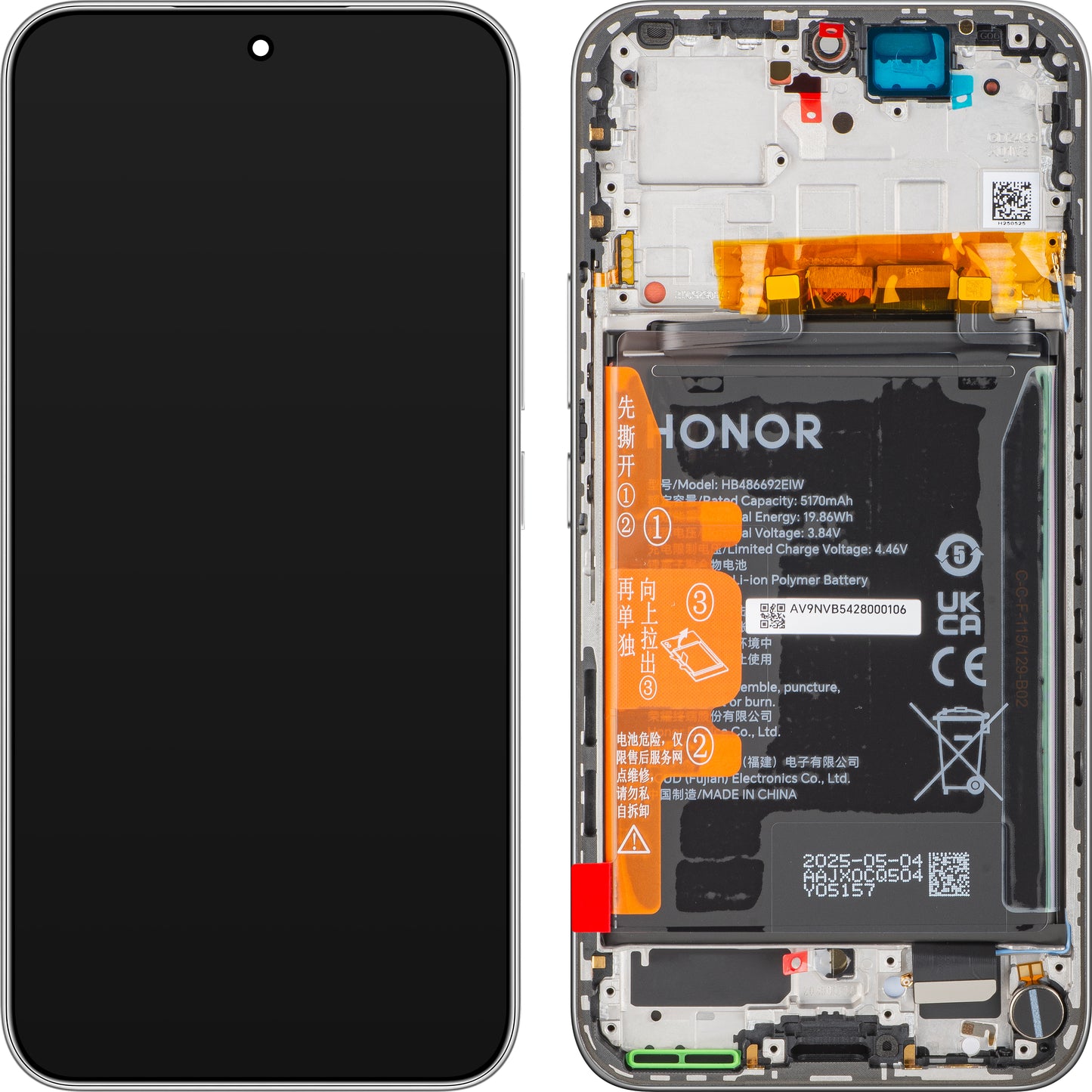 Display med Touchscreen Honor 400, med Ram och Batteri, Vit (Meteor Silver), Service Pack 0235APNN