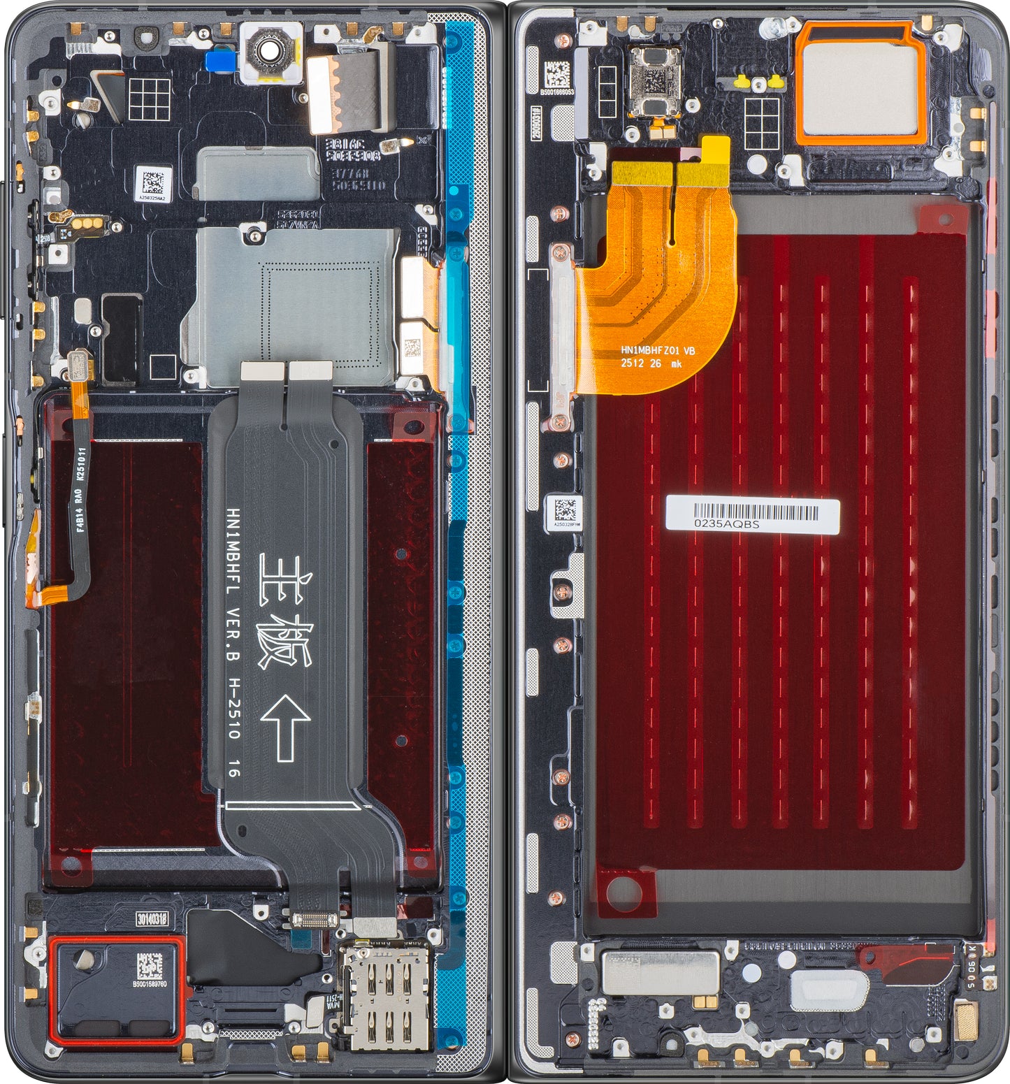 Display med Touchscreen Honor Magic V5, med Ram, Under Inner, Svart, Service Pack 0235AQBS