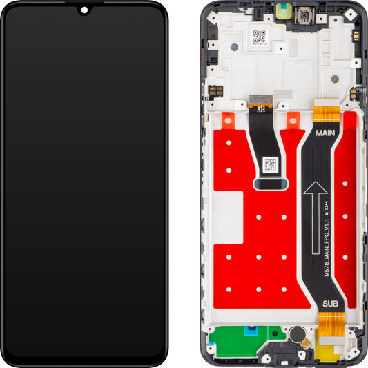 Display med pekskärm Huawei nova Y72, med ram, svart, Service Pack 02356ACK