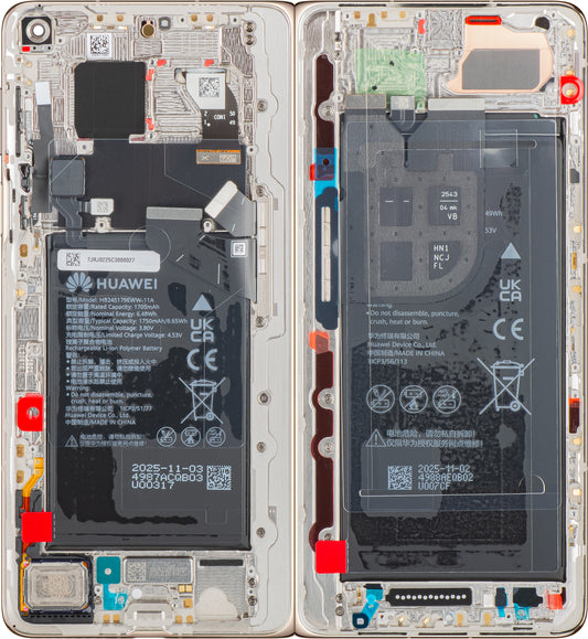 Display med Touchscreen Huawei Mate X7, med Ram och Batteri, Guld, Service Pack 02357JRJ