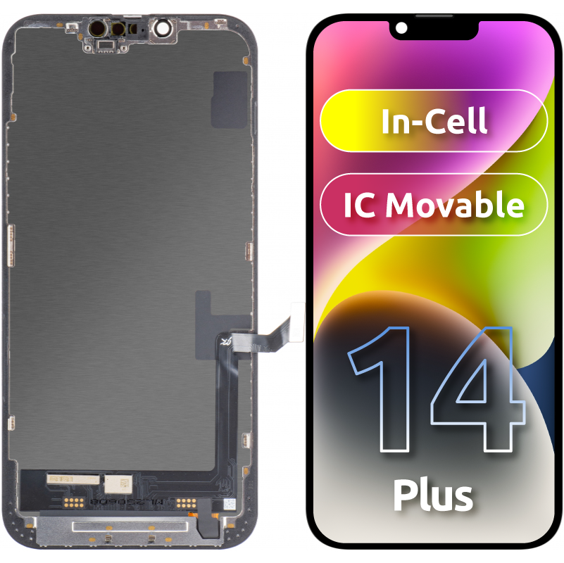 Display med Touchscreen JK för Apple iPhone 14 Plus, med Ram, LCD In-Cell IC Movable Version, Svart