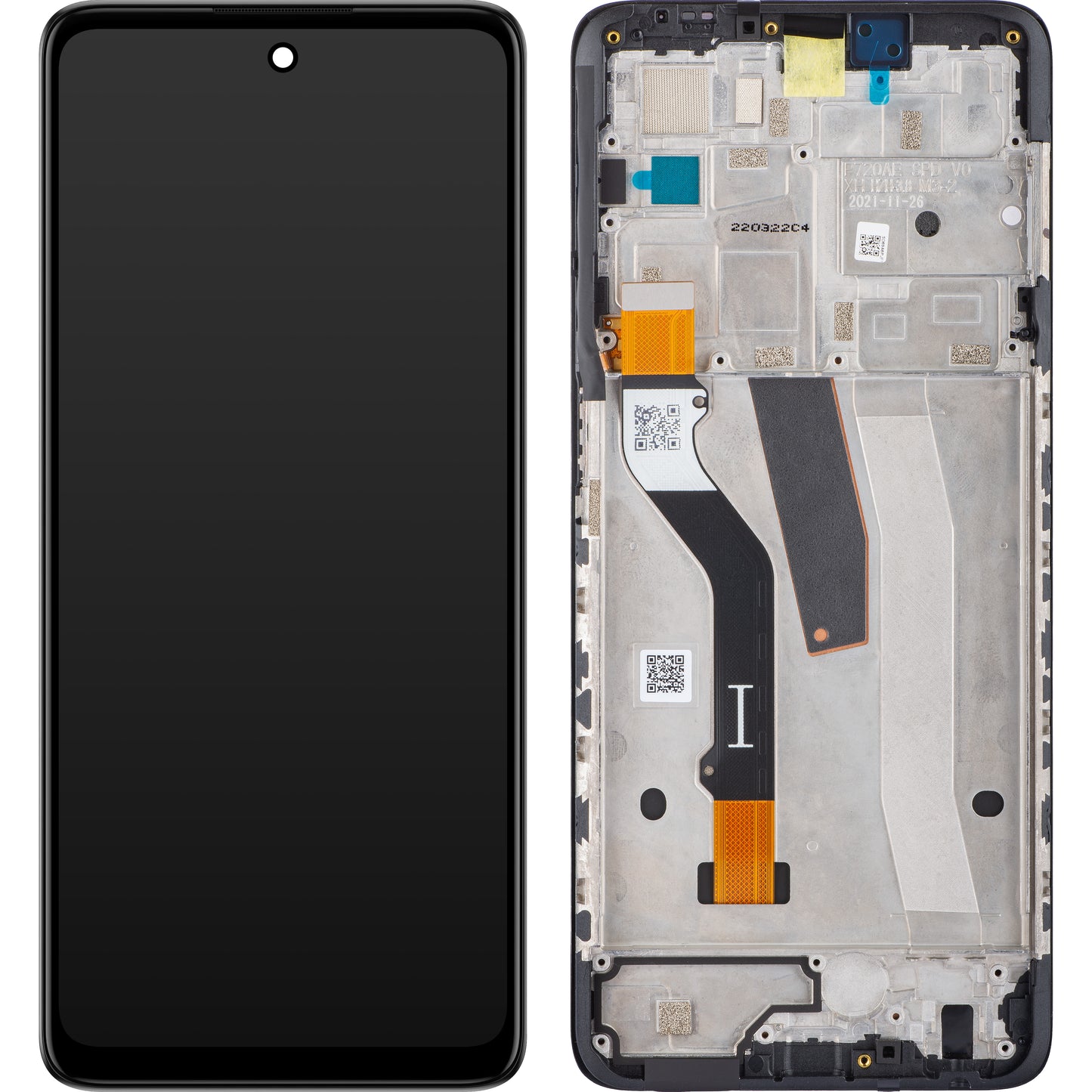 Motorola Moto Moto G51 5G pekskärm, med ram, svart, Service Pack 5D68C20028