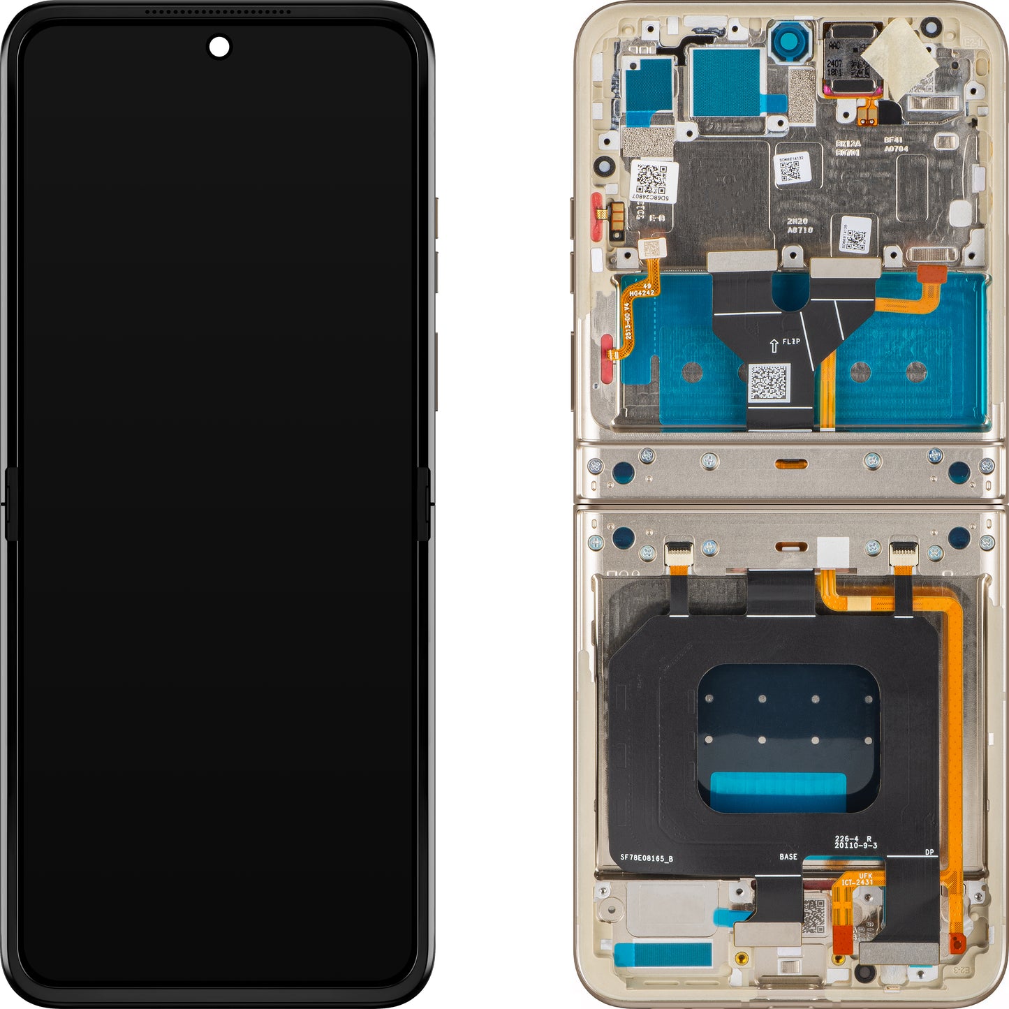 Display med Touchscreen Motorola Razr 2024 / Razr 50, med Ram, Under Inner, Kräm (Pimpsten), Service Pack 5D68C24807