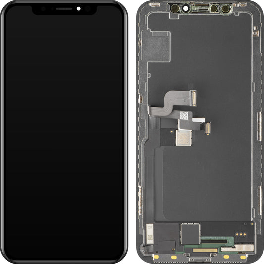 Display med Touchscreen MP kompatibel med Apple iPhone X, med Ram, Soft OLED FHD-version, Svart