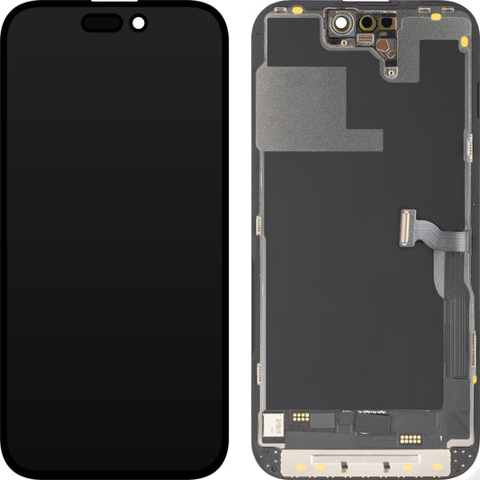 Display med Touchscreen MP kompatibel med Apple iPhone 14 Pro, med Ram, OLED FHD Diagnostic Version, Svart