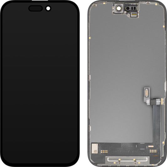 Display med Touchscreen MP kompatibel med Apple iPhone 16, med Ram, Version Soft OLED FHD 120Hz IC Movable, Svart