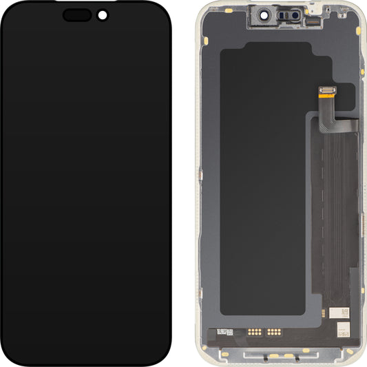 MP Touchscreen-display kompatibel med Apple iPhone 17 Pro Max, med ram, Soft OLED FHD IC Movable-version, svart
