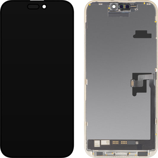 MP Touchscreen-display kompatibel med Apple iPhone 16 Pro Max, med ram, Soft OLED FHD IC Movable-version, svart