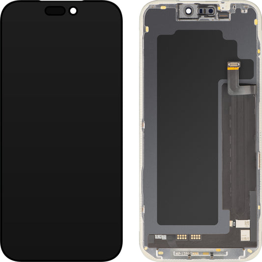 MP Touchscreen-display kompatibelt med Apple iPhone 17 Pro Max, med ram, mjukvaruversion OLED FHD 120Hz diagnostik, svart