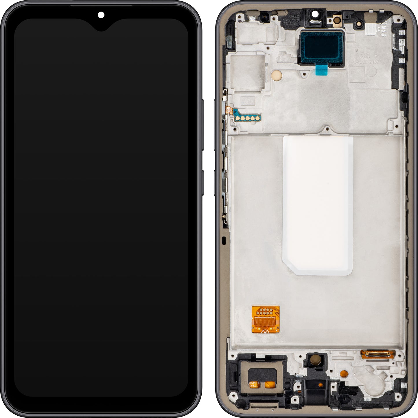 MP Touchscreen-display kompatibelt med Samsung Galaxy A34 A346, med ram, OLED-version, svart, byte