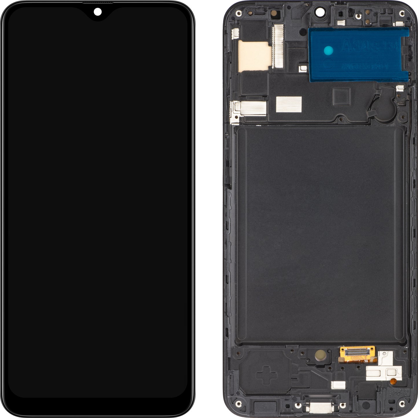 MP Touchscreen Display kompatibel med Samsung Galaxy A30s A307, med ram, OLED-version, svart