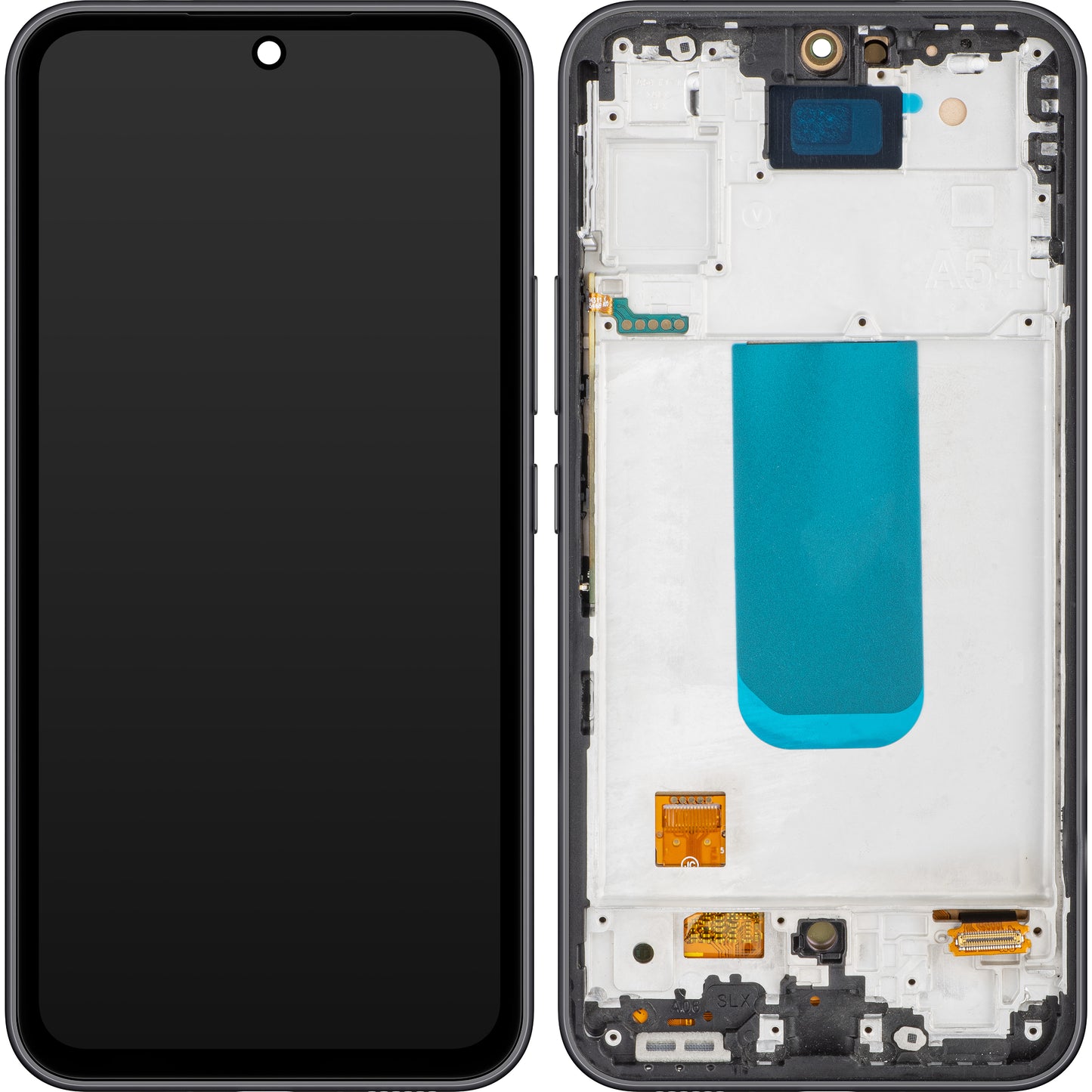 Pekskärm MP Display kompatibel med Samsung Galaxy A54 A546, med ram, OLED-version, svart (Graphite)