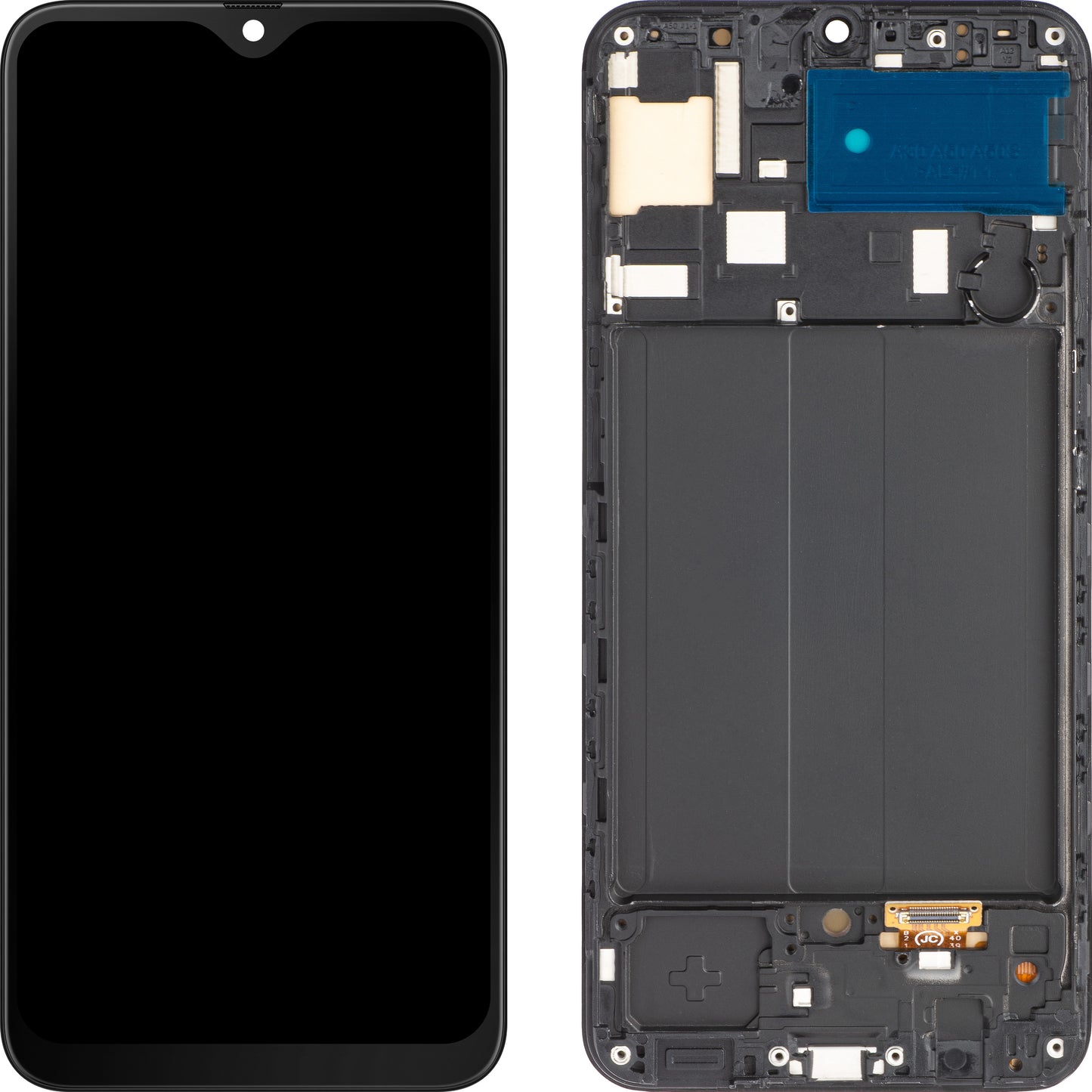 MP Touchscreen Display kompatibel med Samsung Galaxy A50 A505, med ram, OLED-version, Svart