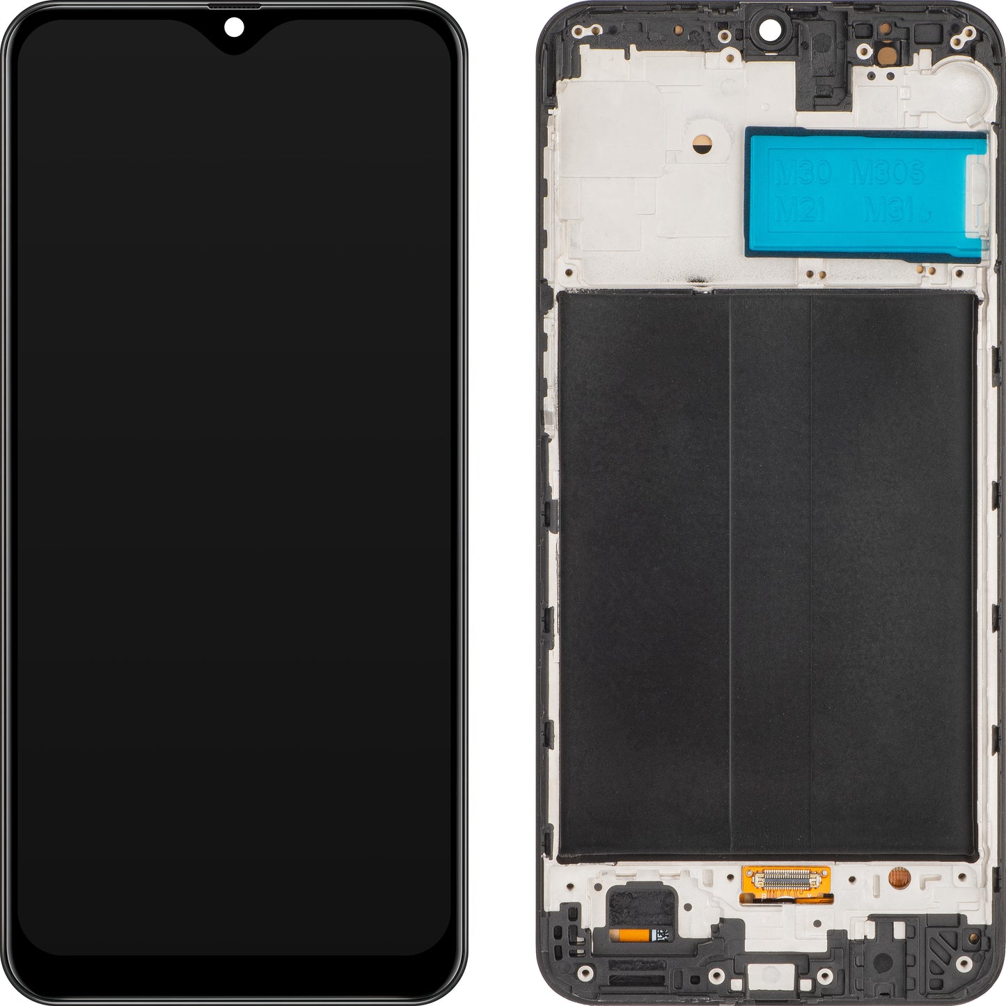 MP Touchscreen Display kompatibel med Samsung Galaxy M31 M315 / M21 M215 / M30s M307 / M30 M305, med ram, OLED-version, Svart