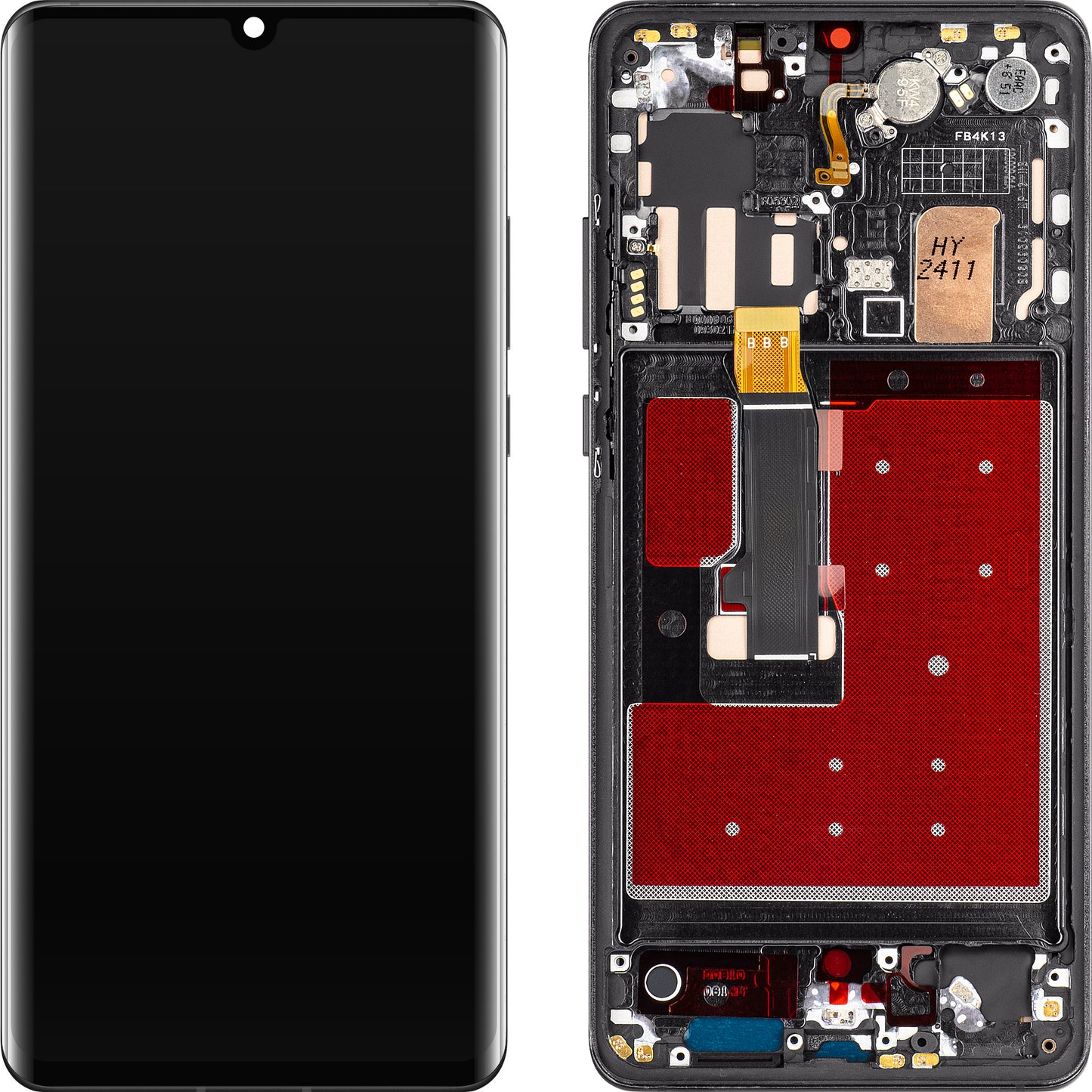 MP Pekskärm kompatibel med Huawei P30 Pro, med ram, OLED-version, Svart