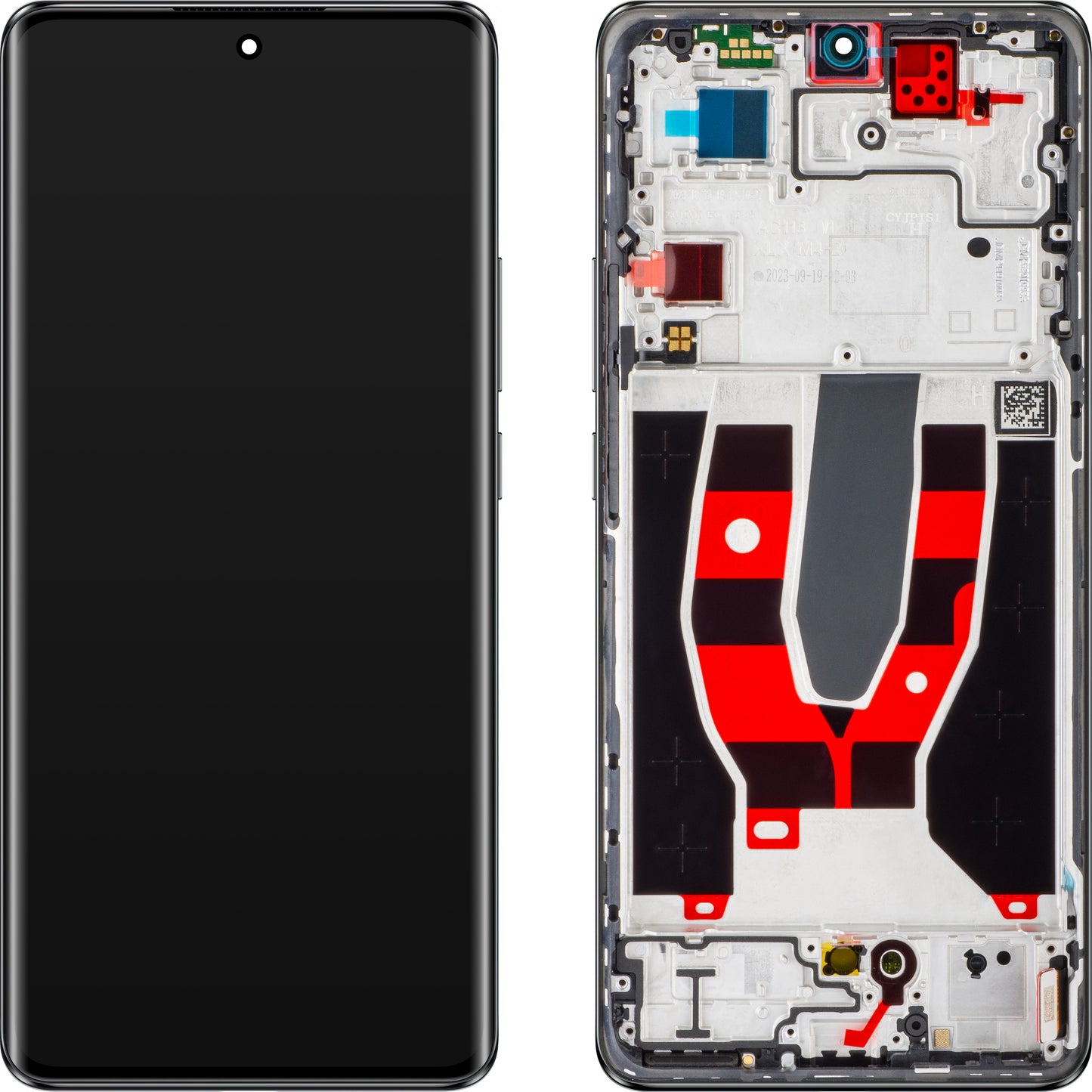 Oppo Reno10 Pekskärm med ram, svart (silvergrå), Service Pack 621029000060