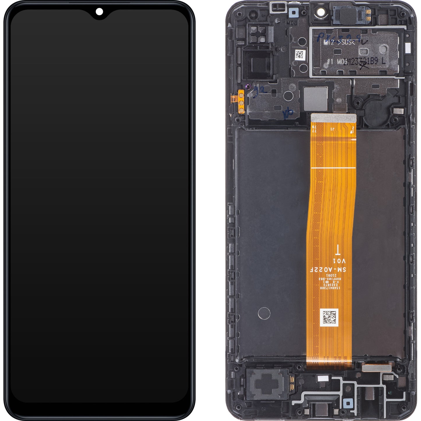 Samsung Galaxy M12 M127 Touchscreen-display med ram, svart, Swap GH82-25042A