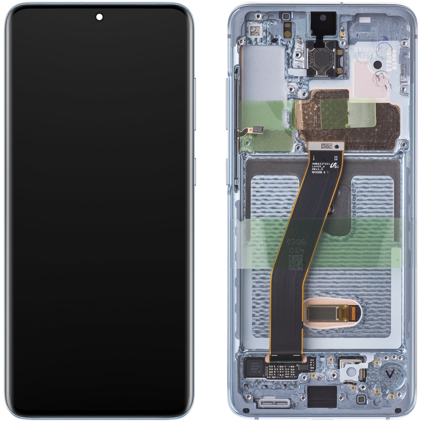 Pekskärm Samsung Galaxy Galaxy S20 5G G981 / S20 G980, med ram, Blå, Service Pack GH82-31432D