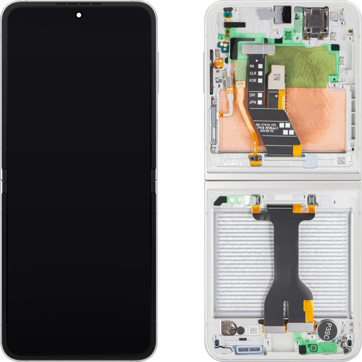 Display med Touchscreen Samsung Galaxy Z Flip6 F741, med Ram, Sub Inner, Vit, Service Pack GH82-35014F