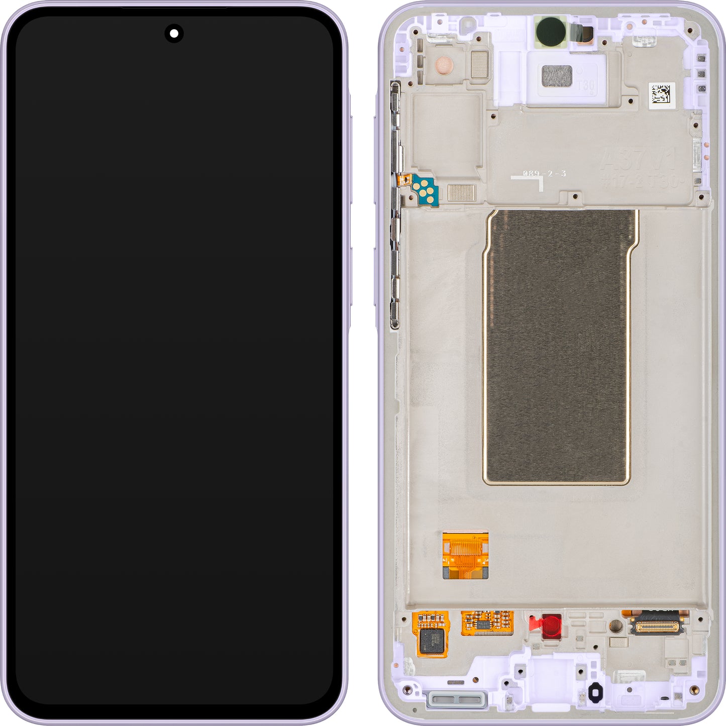 Samsung Galaxy A37 5G pekskärmsdisplay med ram, lila (ljusviolett), servicepaket GH82-39232D