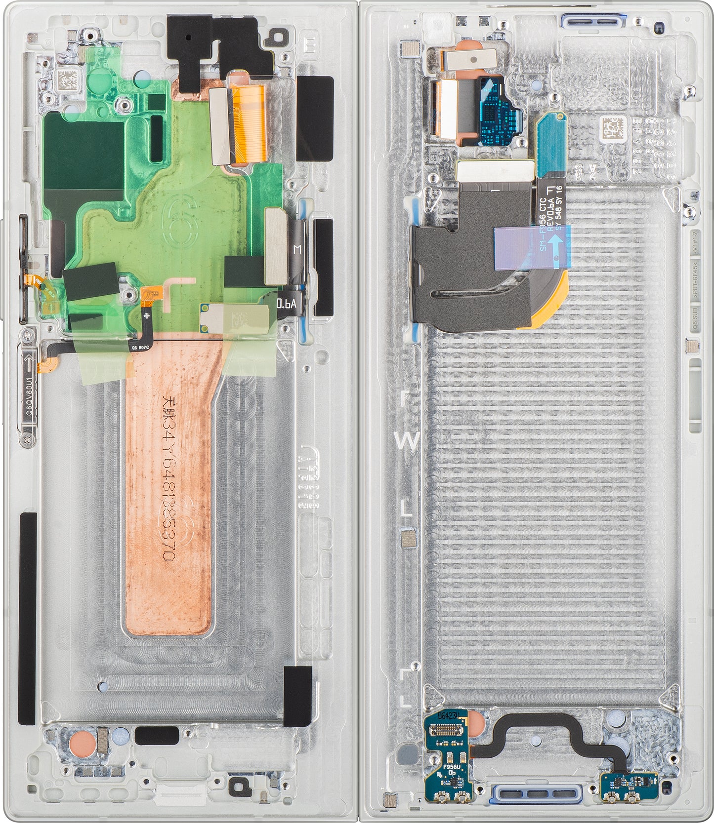 Samsung Galaxy Z Fold6 F956 Touchscreen-display med ram, under inner, vit, Service Pack GH82-35042E