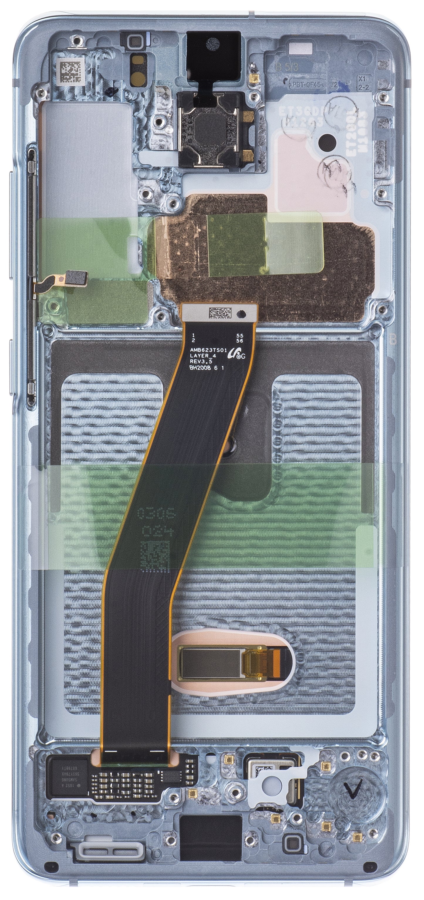 Pekskärm Samsung Galaxy Galaxy S20 5G G981 / S20 G980, med ram, Blå, Service Pack GH82-31432D