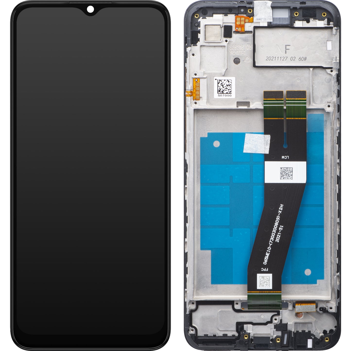 Pekskärm Samsung Galaxy A03 A035, med ram, Version G, Svart, Service Pack GH81-21626A