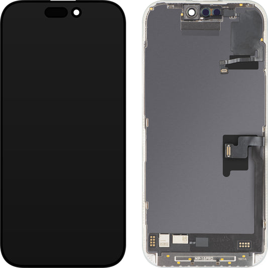 Touchskärm och ljusproximitetssensor MP kompatibel med Apple iPhone 16 Pro, med ram, mjukvaruversion OLED FHD 120Hz diagnostik, svart