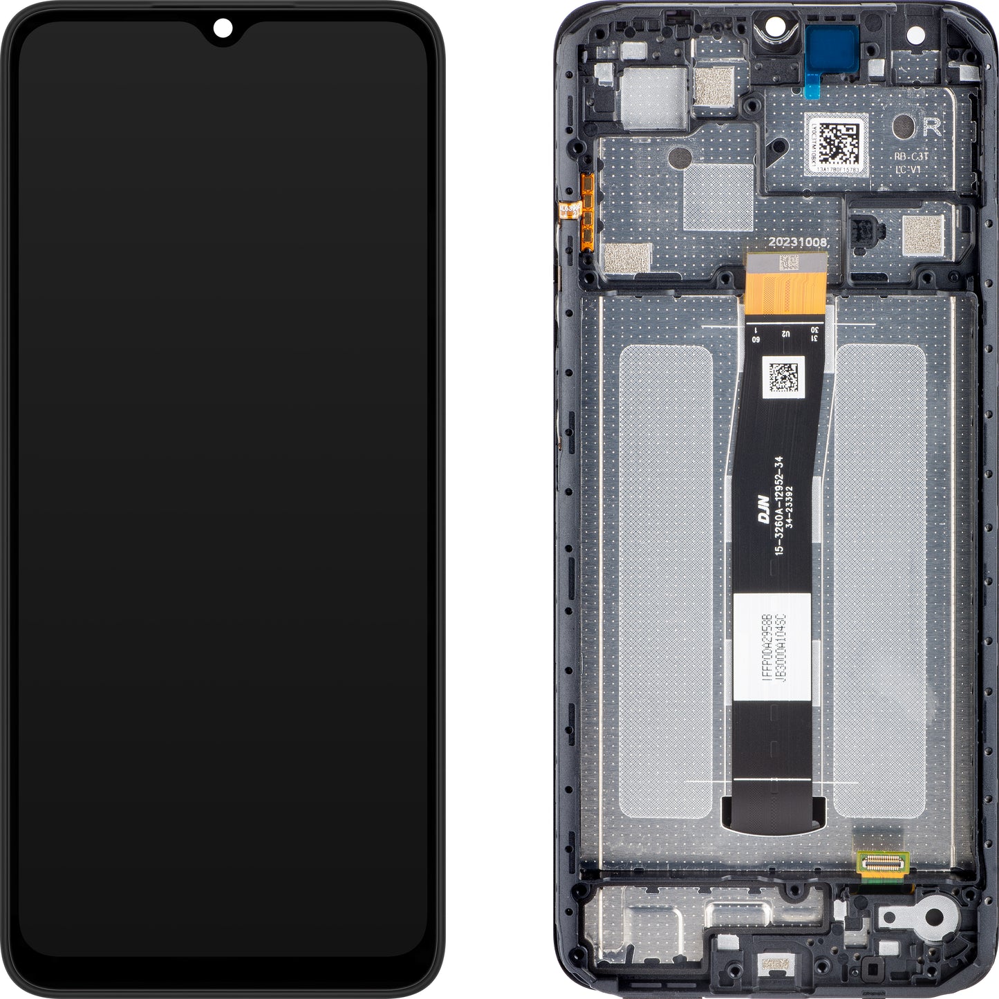 Xiaomi Redmi 12C pekskärm, med ram, grafitgrå, servicepaket 5600010C3T00