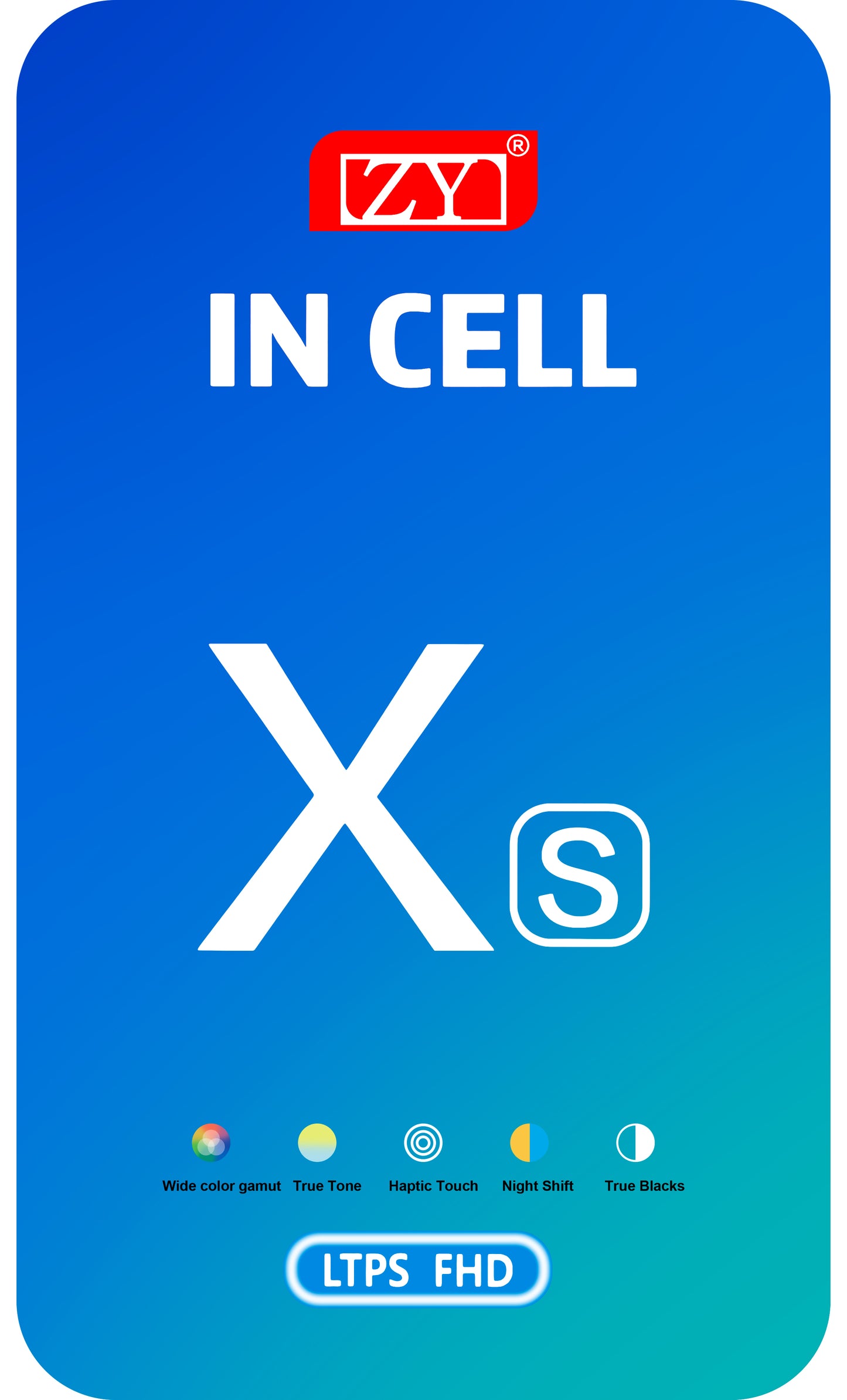 ZY Pekskärm för Apple iPhone XS, med ram, In-Cell LCD-version, Svart