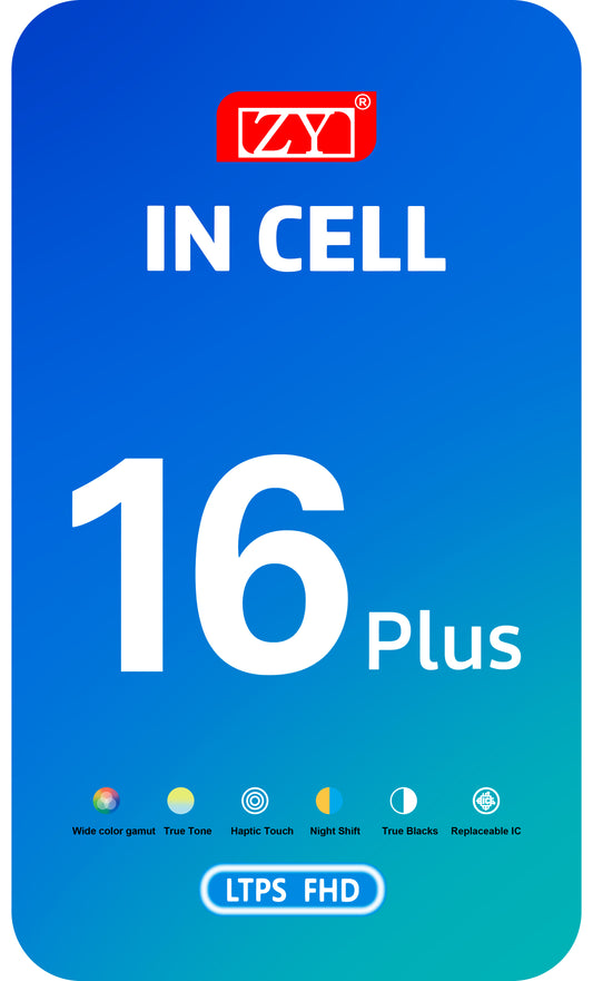 Display med Touchscreen ZY för Apple iPhone 16 Plus, med Ram, LCD In-Cell Version, Svart
