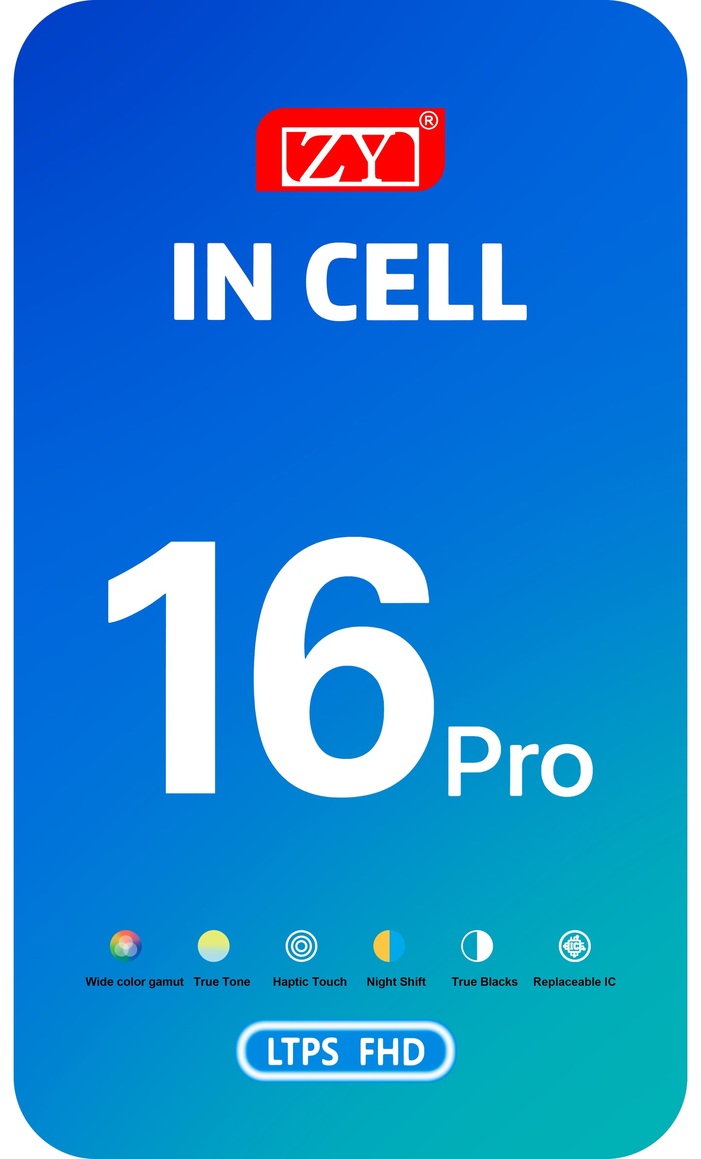 Display med Touchscreen ZY för Apple iPhone 16 Pro, med Ram, LCD In-Cell IC Movable-version, Svart