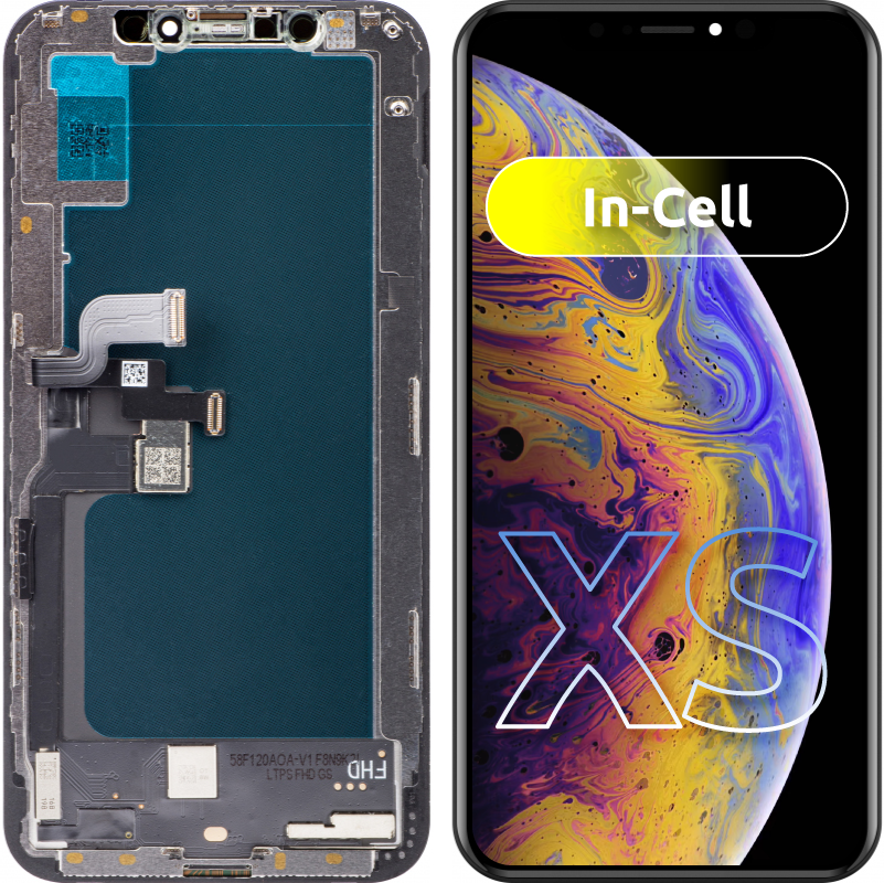 ZY Pekskärm för Apple iPhone XS, med ram, In-Cell LCD-version, Svart
