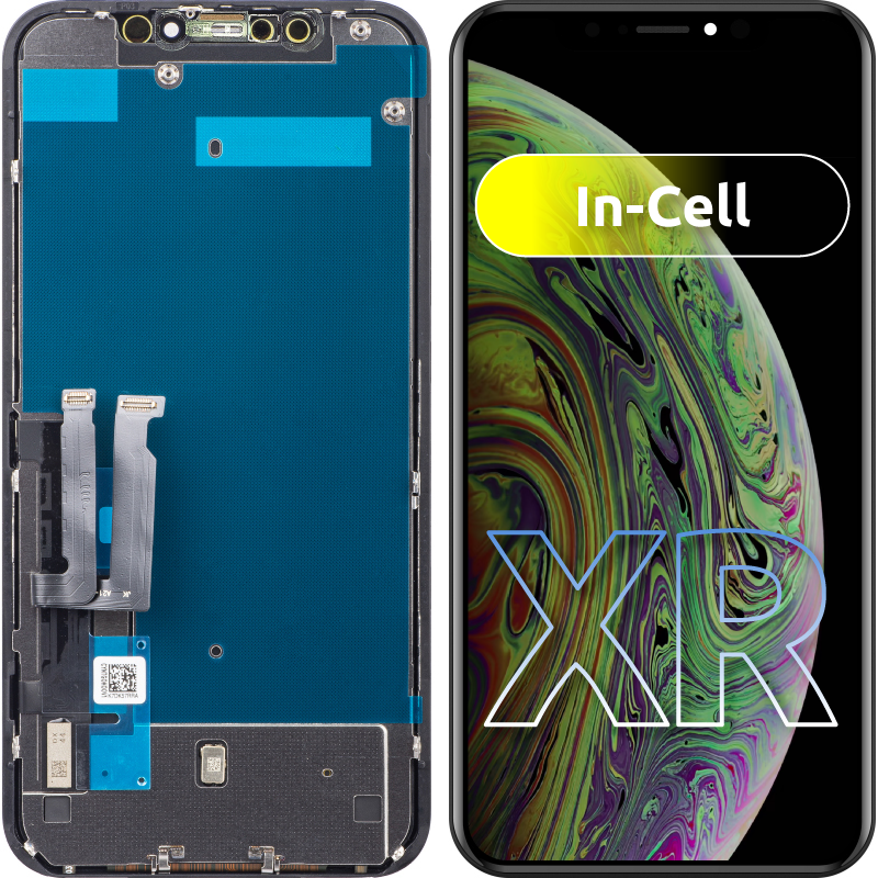 ZY Touchscreen Display för Apple iPhone XR, med ram, In-Cell LCD-version, Svart