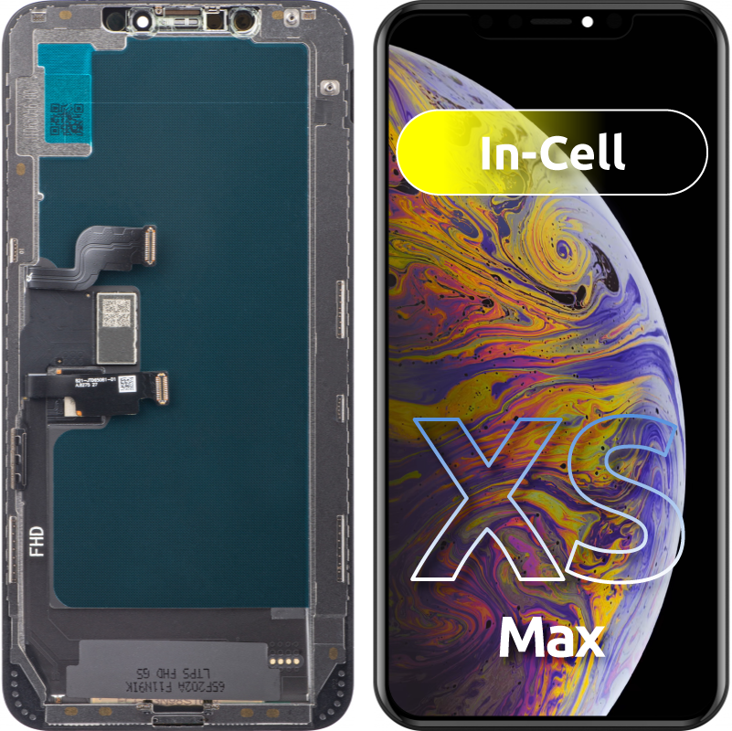ZY Pekskärm för Apple iPhone XS Max, med ram, In-Cell LCD-version, Svart