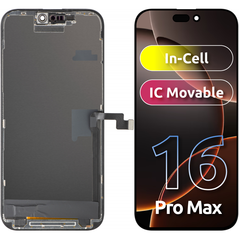 Display med Touchscreen ZY för Apple iPhone 16 Pro Max, med Ram, LCD In-Cell IC Movable-version, Svart