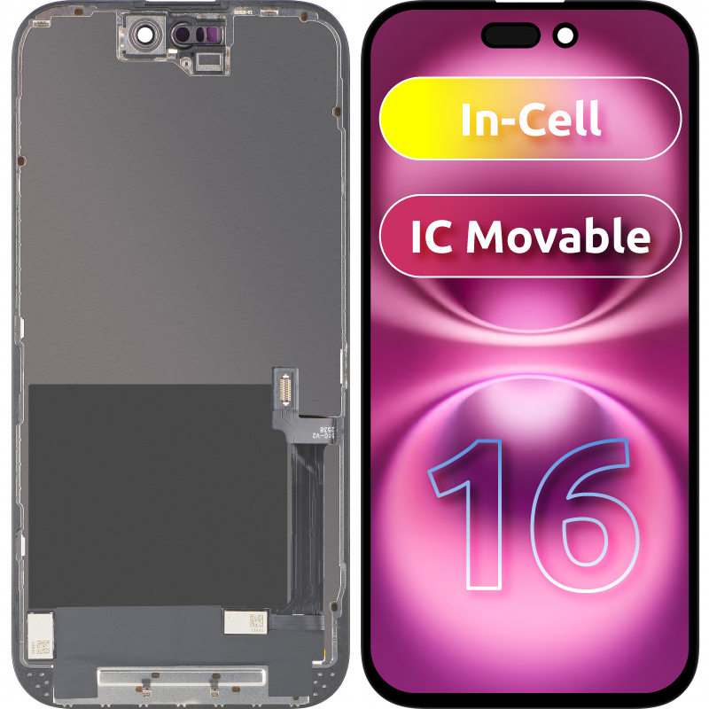 Display med Touchscreen ZY för Apple iPhone 16, med Ram, LCD In-Cell IC Movable-version, Svart