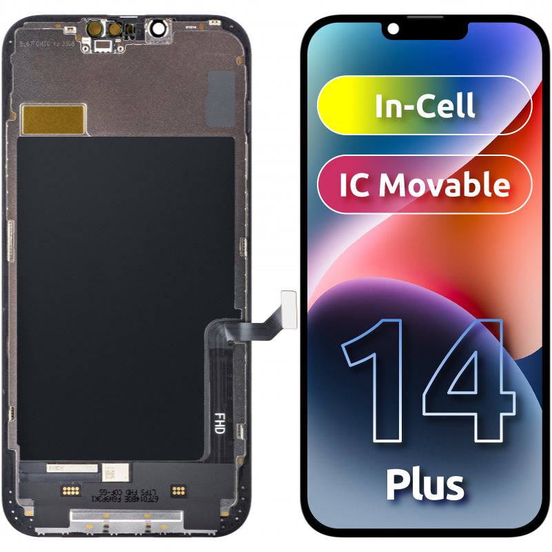 ZY Touchscreen Display för Apple iPhone 14 Plus, med ram, LCD In-Cell IC Flyttbar, Svart