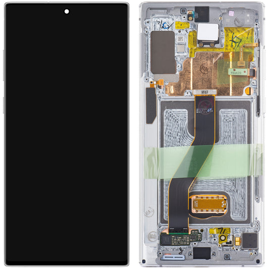 Pekskärm Samsung Galaxy Note 10+ 5G N976 / Note 10+ N975, med ram, Vit, Service Pack GH82-20838B