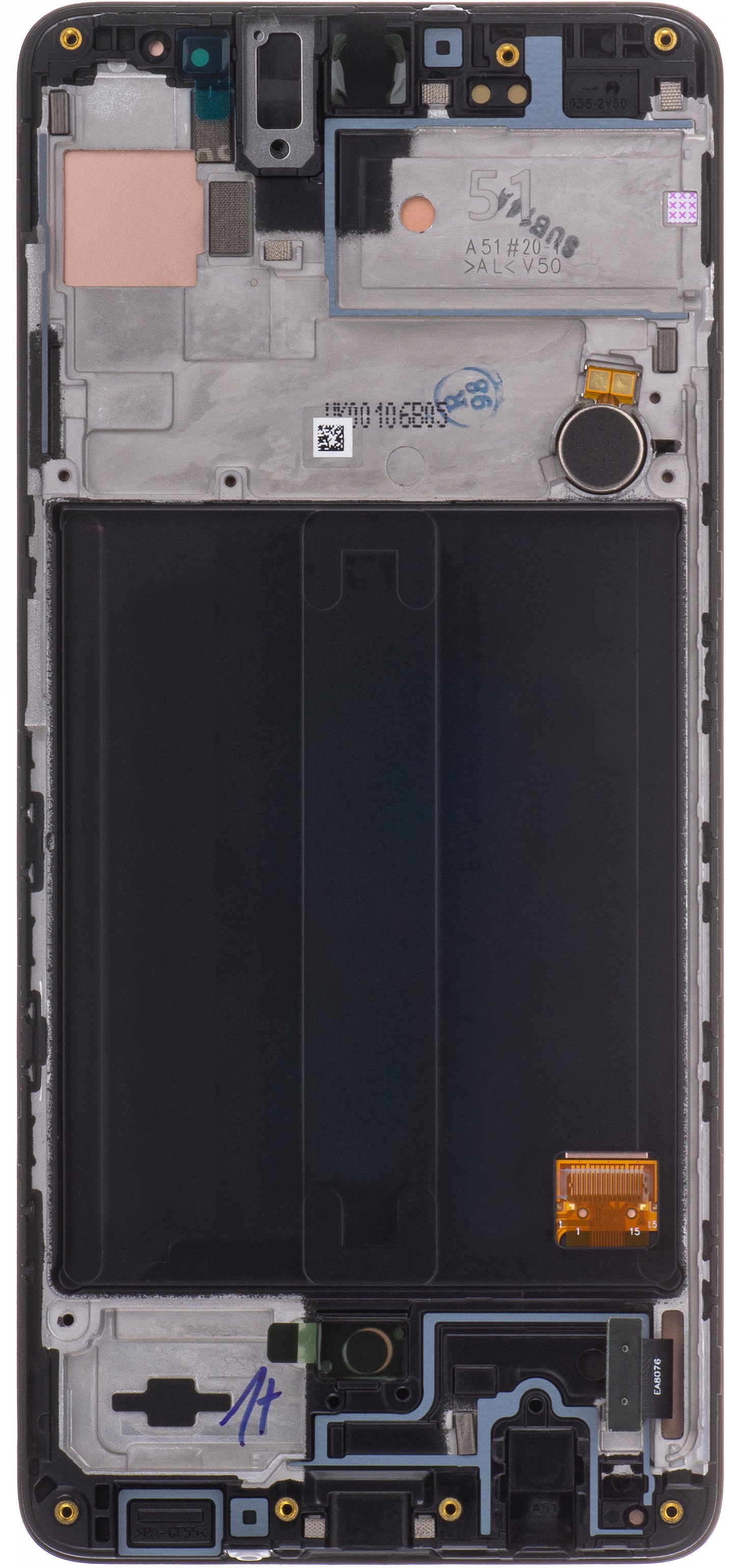Pekskärm Samsung Galaxy A51 A515, med ram, svart, Service Pack GH82-2161669A