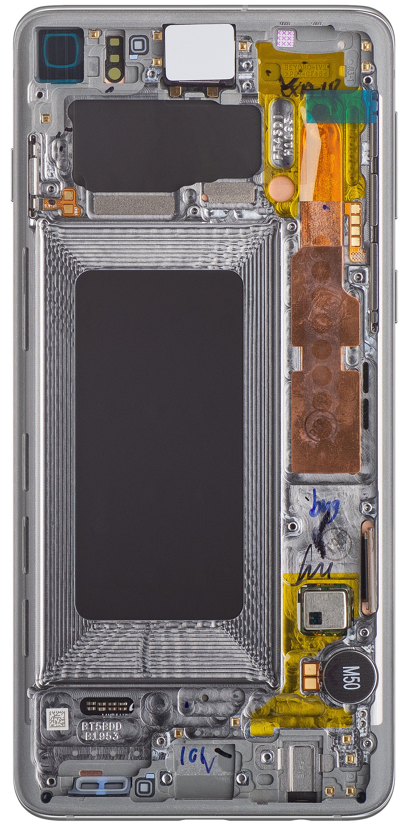 Samsung Galaxy S10 G973 Pekskärm med ram, Silver (Prism White), Service Pack GH82-18850B