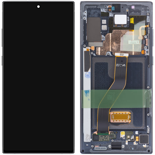 Pekskärm Samsung Galaxy Note 10+ 5G N976 / Note 10+ N975, med ram, svart (Aura Black), Service Pack GH82-20838A