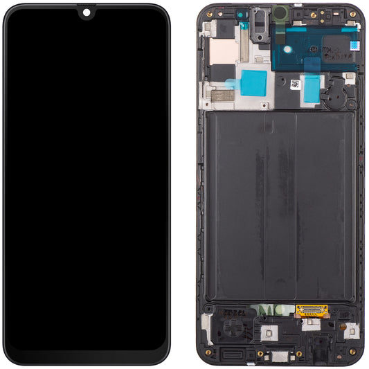 Pekskärm Samsung Galaxy A50 A505, med ram, svart, Service Pack GH82-19204A