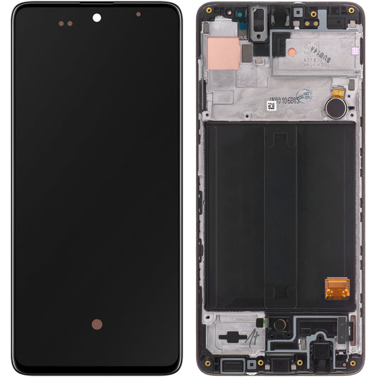 Pekskärm Samsung Galaxy A51 A515, med ram, svart, Service Pack GH82-2161669A