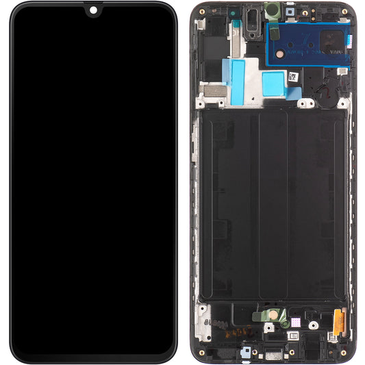 Pekskärm Samsung Galaxy A70 A705, med ram, svart, Service Pack GH82-19747A